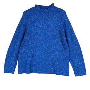 Vintage A Little Extra Spice Womens Sweater Blue Mock Neck Tweed Long Sleeve 1X